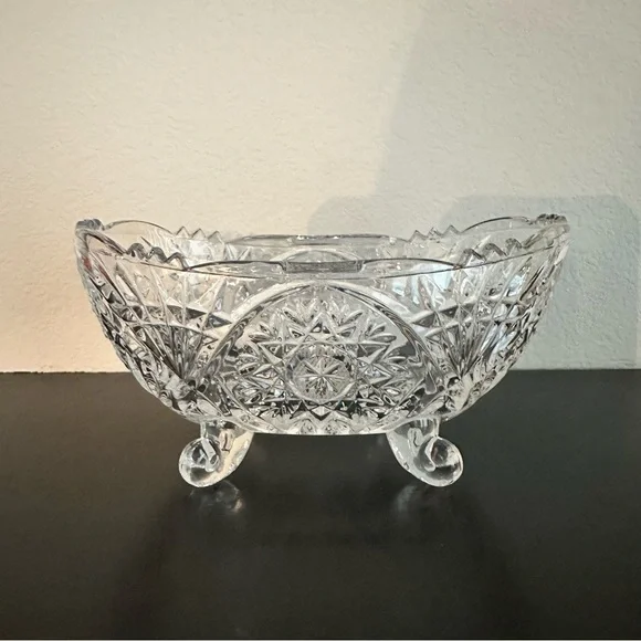 SOLD on Marketplace Elegant Crystal Cut Glass Bowl vintage small 6x3x3 - Picture 2 of 5